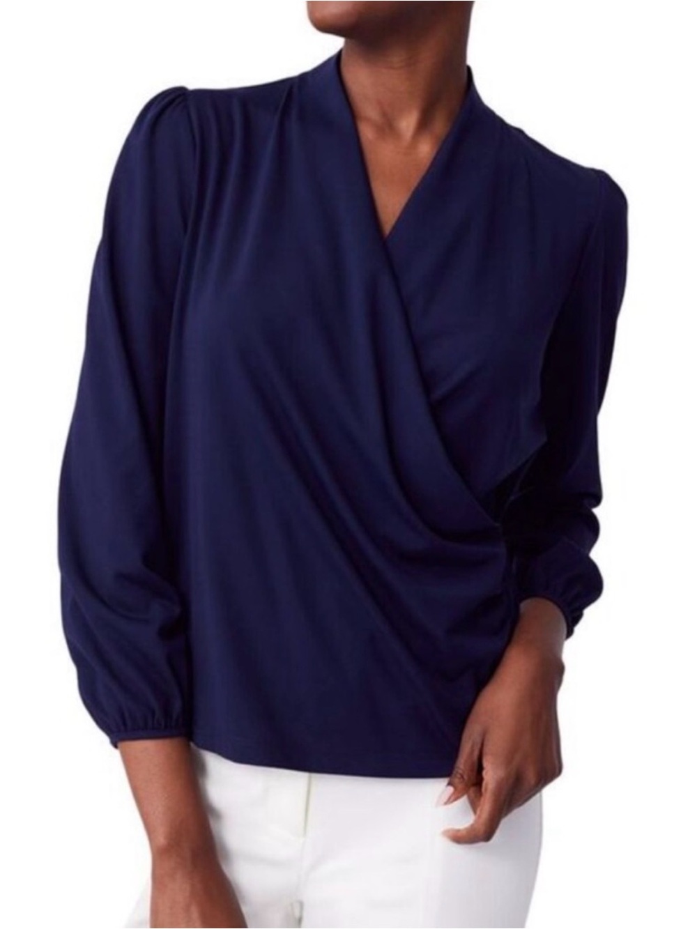 J McLaughlin Sophy Faux Wrap Surplice Draped Top Size L
